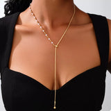 18K Gold-Plated Chain Y-Drop Necklace with Synthetic