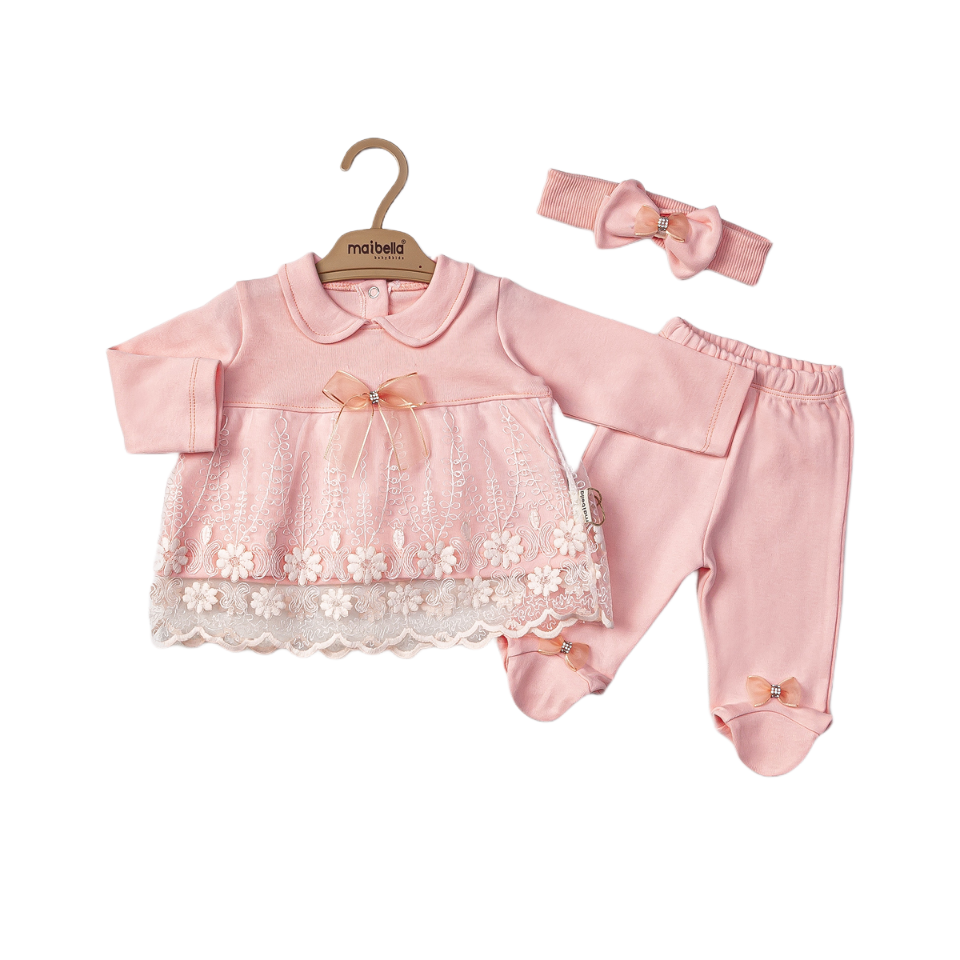 3-piece baby girl outfit set – cotton baby clothes – made in Turkey