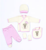 5-Piece Baby Set Bear & Balloon Design for baby girl