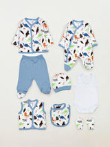 8-piece dinosaur baby clothing set for newborn boys 0–3 months in cotton