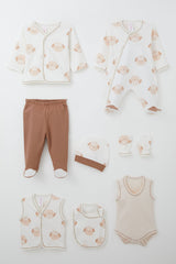 8-piece cotton rabbit baby outfit for newborns – unisex gift set 0–3 months