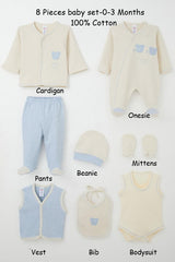 Cotton 8-piece baby clothing set with bear design – newborn gift set 0–3 months