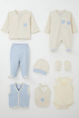 Cotton 8-piece baby clothing set with bear design – newborn gift set 0–3 months