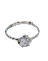 Sterling Silver Adjustable Ring with Round Cubic Zirconia