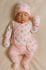 5-piece newborn cotton baby clothing set with star design – made in Turkey