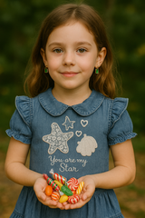 Baby girl dress with “You Are My Star” print – 100% cotton, perfect for Easter or special occasions