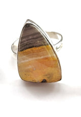 sterling silver ring with bubble bee jasper stone