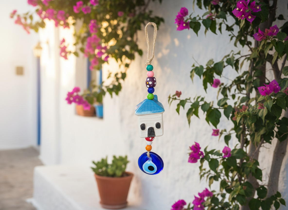 Evil Eye Ceramic Wall Hanging| Blue House Design