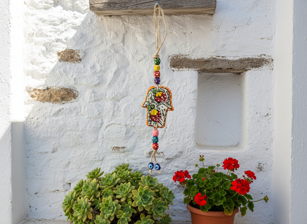 Evil Eye Ceramic Wall Hanging| Fatima’s Hand