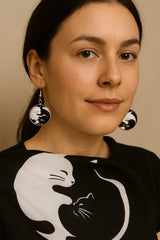 Ying & yang cat inspired earrings