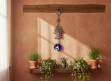 Owl Evil Eye Wall Decor| Glass & Metal Owl Charm