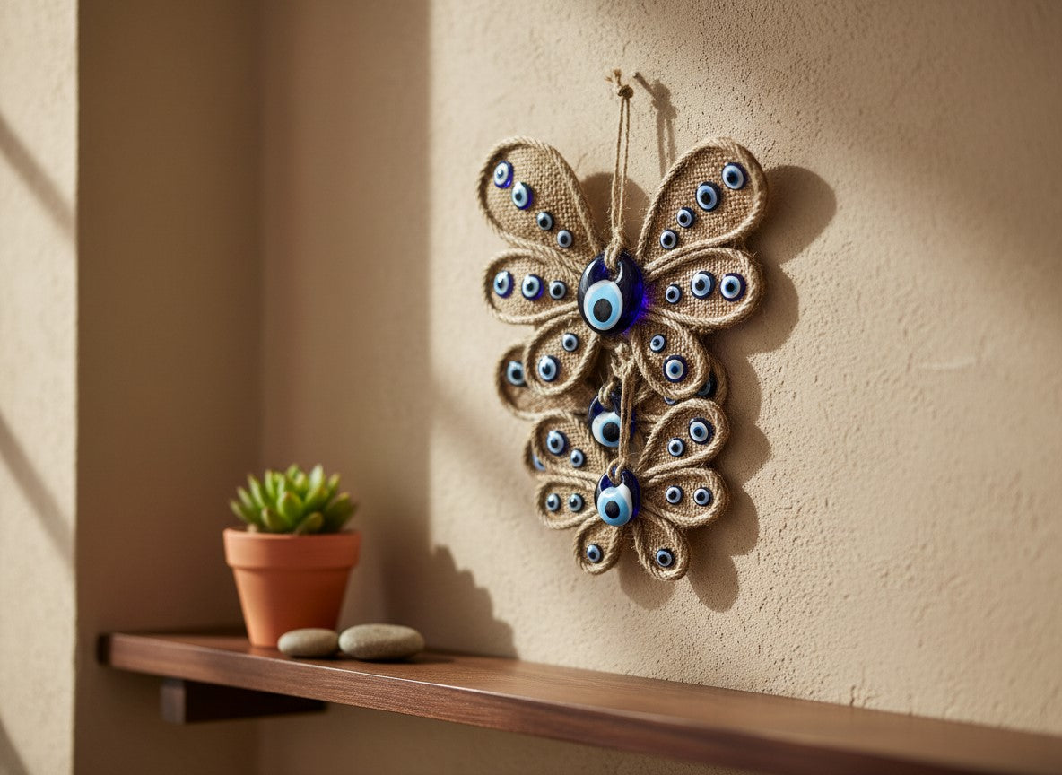 Evil Eye Wall Decor |Straw Butterflies