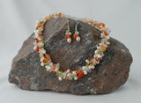 Freshwater Pearl & Natural Stone Necklace and Earrings Set