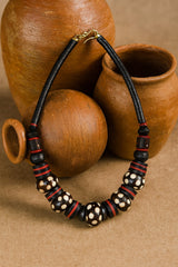 Handmade Ebony Wood & Bone Necklace with Kofi Discs – One of a Kind