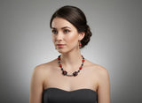 Handmade Glass & Natural Stone Necklace and Earring Set