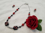 Handmade Glass & Natural Stone Necklace and Earring Set