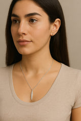 Stainless Steel Necklace with Cubic Zirconia Pendant