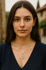 Sterling Silver Star of David Pendant with Sparkling zircons