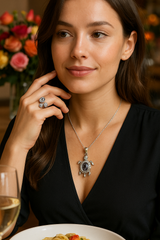 925 Sterling Silver Turtle Pendant with Mystic topaz (without the chain)