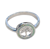 Sterling Silver Tree of Life Ring with Opal Inlay