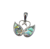 Sterling Silver Abalone Shell two swans Pendant