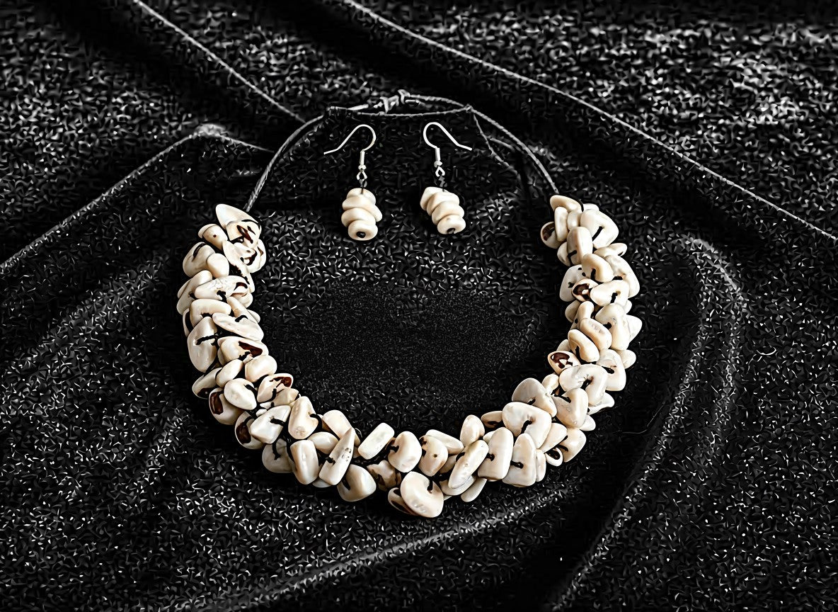 Tagua fair trade necklace and earrings set