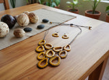 Handmade fair trade Tagua Necklace and earrings set, eco-friendly jewelry from Ecuador