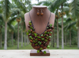 Handmade fair trade Tagua Necklace and earrings set, eco-friendly jewelry from Ecuador