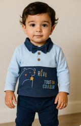 Colorful cotton baby top and pants set – made in Turkey