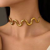 elegance with our 18K gold-plated wave necklace.