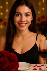 14K gold plated Sterling Silver CZ Love Cursive Necklace