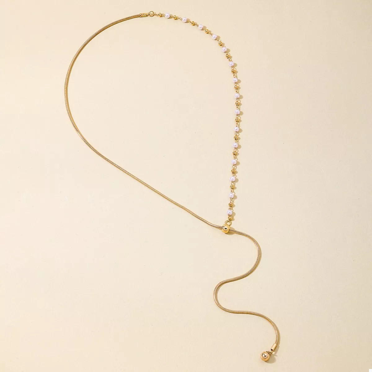 18K Gold-Plated Chain Y-Drop Necklace with Synthetic 