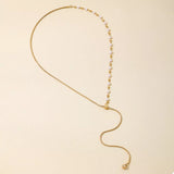 18K Gold-Plated Chain Y-Drop Necklace with Synthetic 