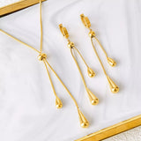 Teardrop Pendant Necklace and Earrings Jewelry Set