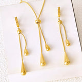 Teardrop Pendant Necklace and Earrings Jewelry Set