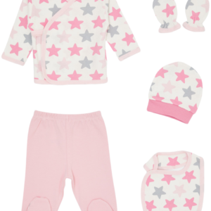 5-piece newborn cotton baby clothing set with star design – made in Turkey

