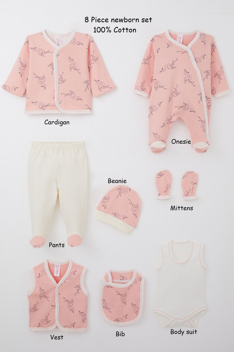 8-Piece Cotton Swan Baby Set Neutral Newborn Essentials