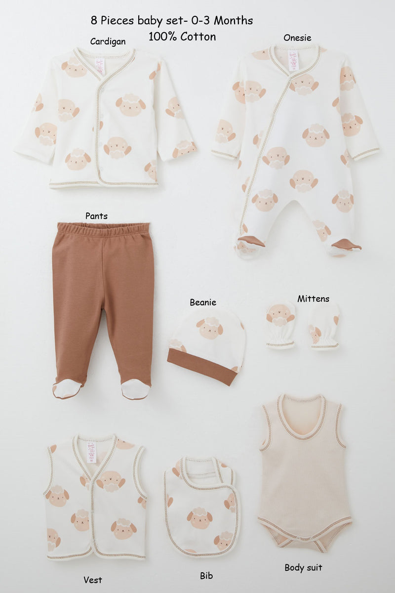 8-Piece Sheep Baby Set-100% Cotton