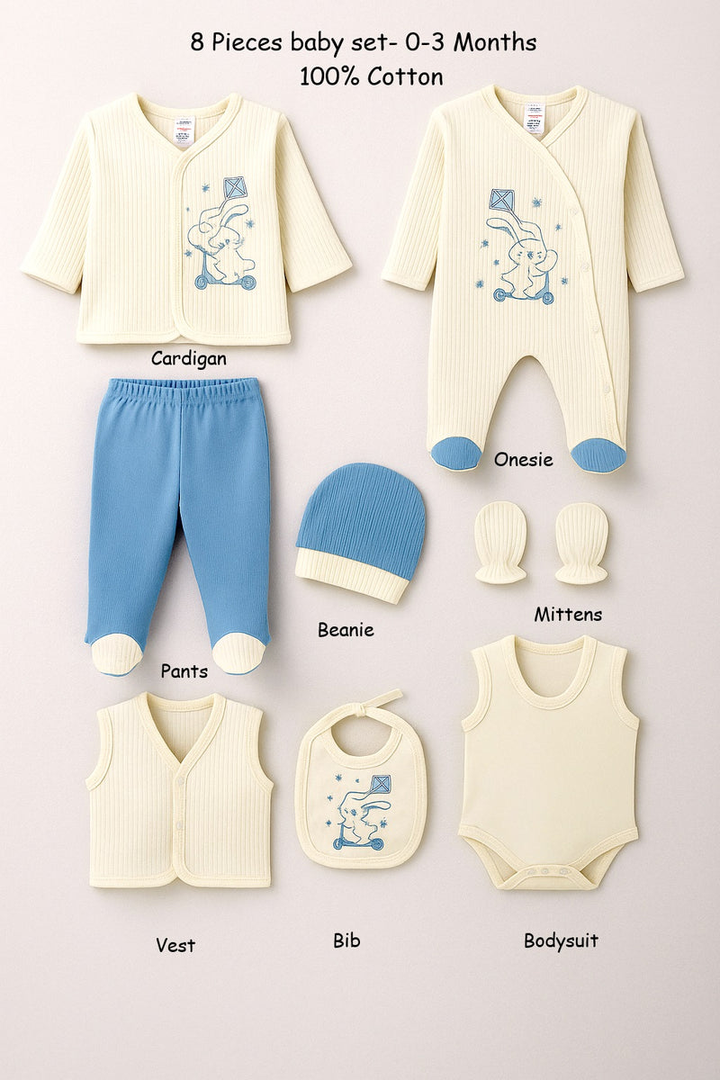 8-Piece Rabbit Scooter Baby Set-100% Cotton