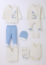 Rabbit scooter design – 8-piece newborn baby clothing set made of organic cotton

