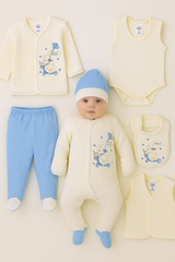 Rabbit scooter design – 8-piece newborn baby clothing set made of organic cotton

