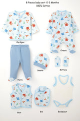 8-piece bear design baby clothing set for newborns – cotton 0–3 months

