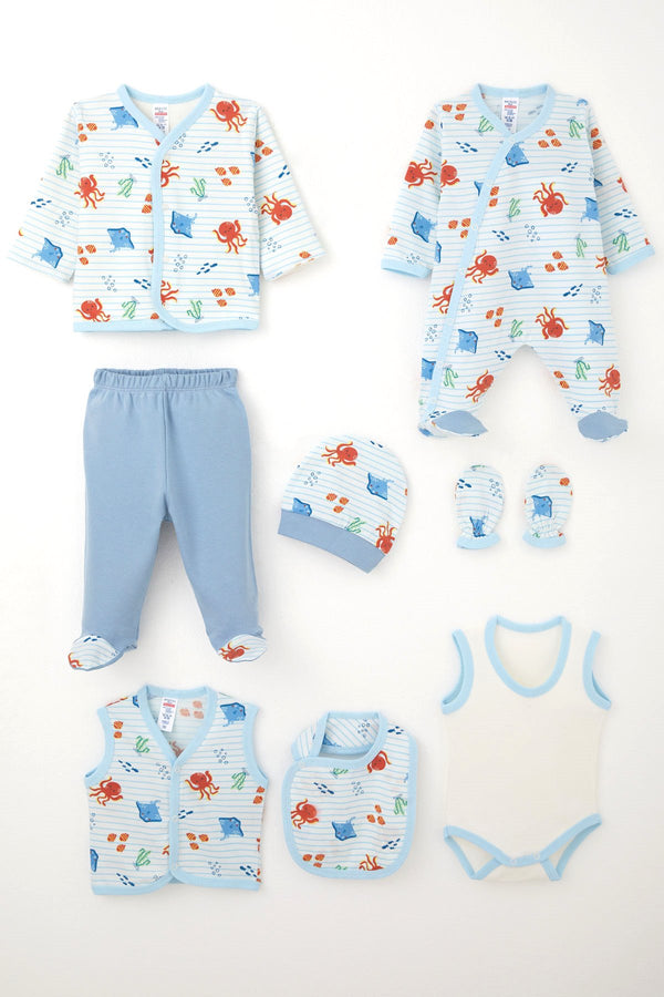 8-piece bear design baby clothing set for newborns – cotton 0–3 months

