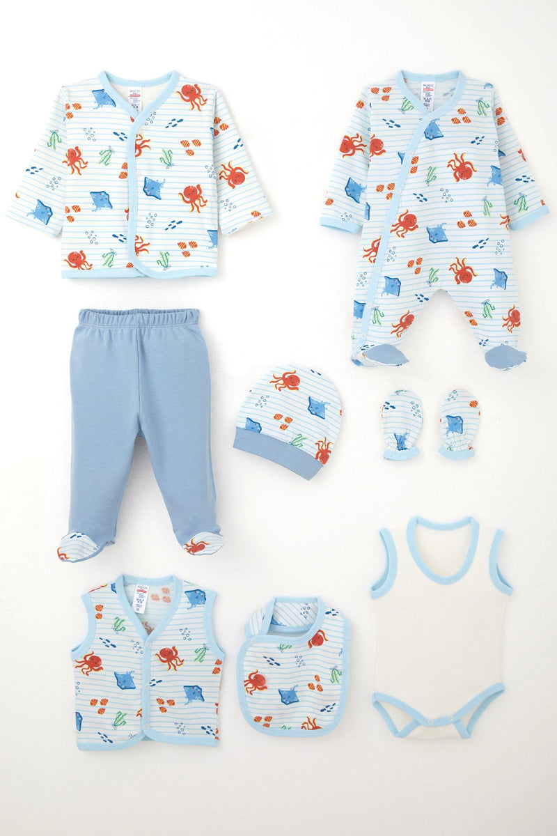 8-piece bear design baby clothing set for newborns – cotton 0–3 months

