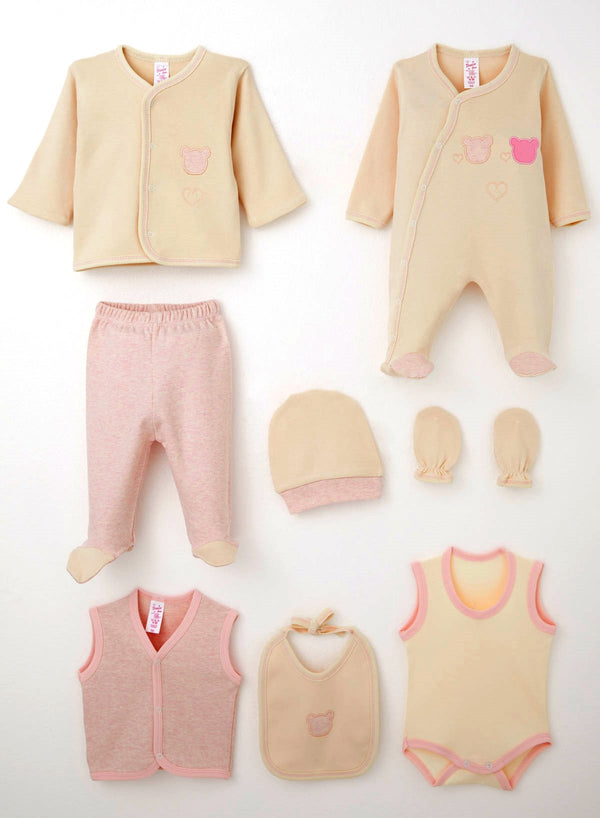 8-Piece Newborn Bear Outfit Set – 100% Cotton