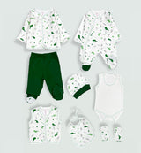 Neutral newborn baby 8-piece clothing set – 100% cotton, 0-3 months

