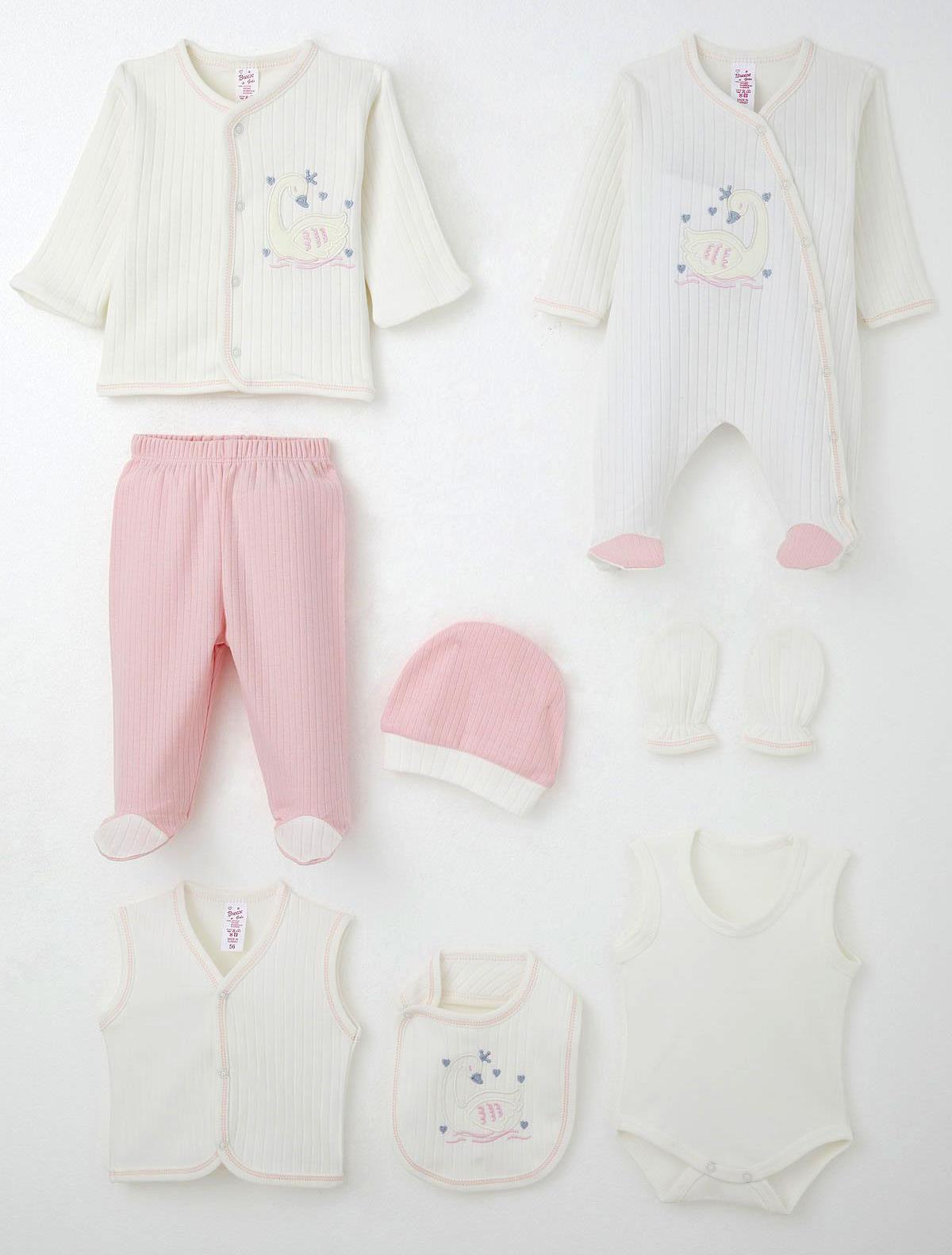 8-Piece Baby Clothing Set Swan design– 100% Cotton