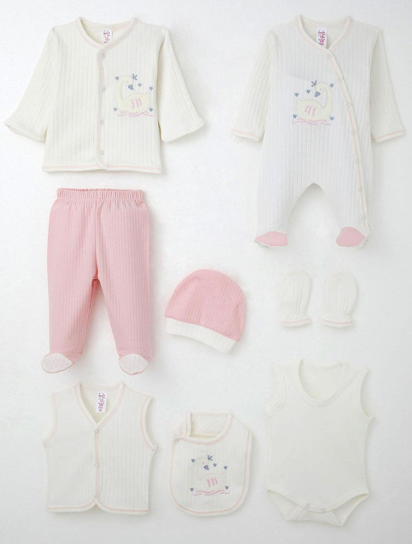 8-Piece Baby Clothing Set Swan design– 100% Cotton