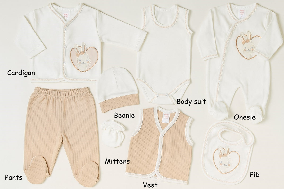  8-Piece Baby Clothing Set – 100% Cotton | Made in Turkey