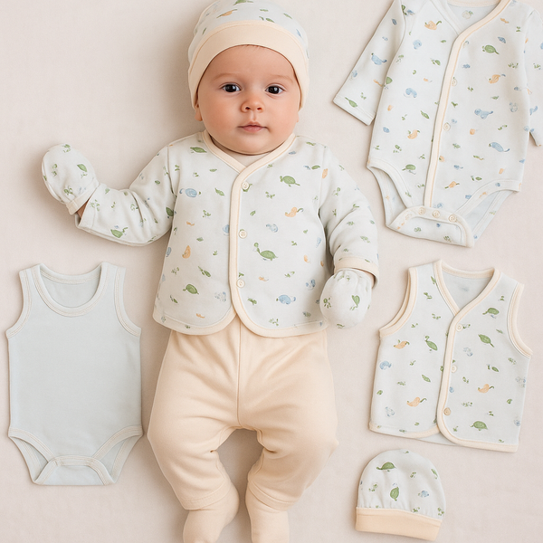 8-Piece Birds Baby Set Unisex 0–3M Cotton